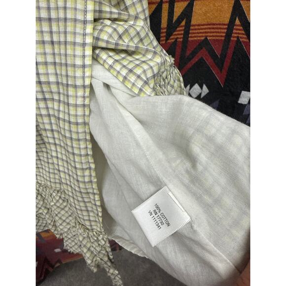 Converse Women Plaid Yellow Wrap Ruffle Mini Grunge Emo Dress Small Academia - Picture 7 of 11